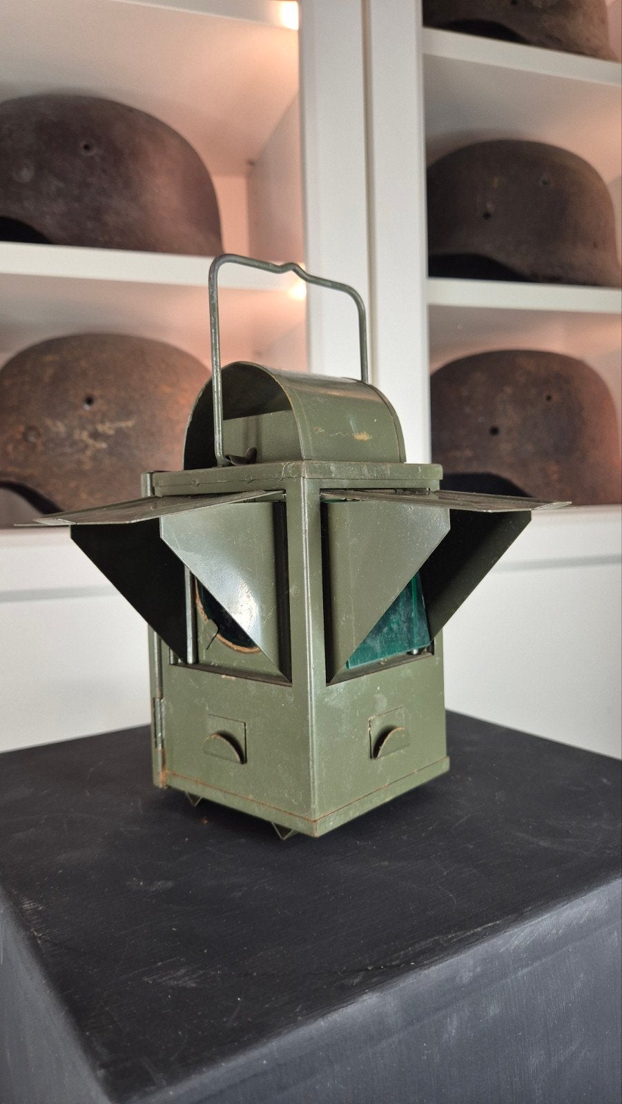 Vintage Militaire Veldlamp Antieke spoorweg seinlamp, Ophalen of Verzenden