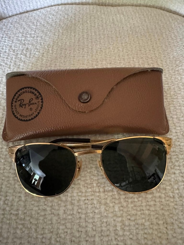Vintage B&L Ray-ban Signet 52mm zonnebril goud S01, Ray-Ban USA, Gebruikt, Zonnebril, Overige kleuren