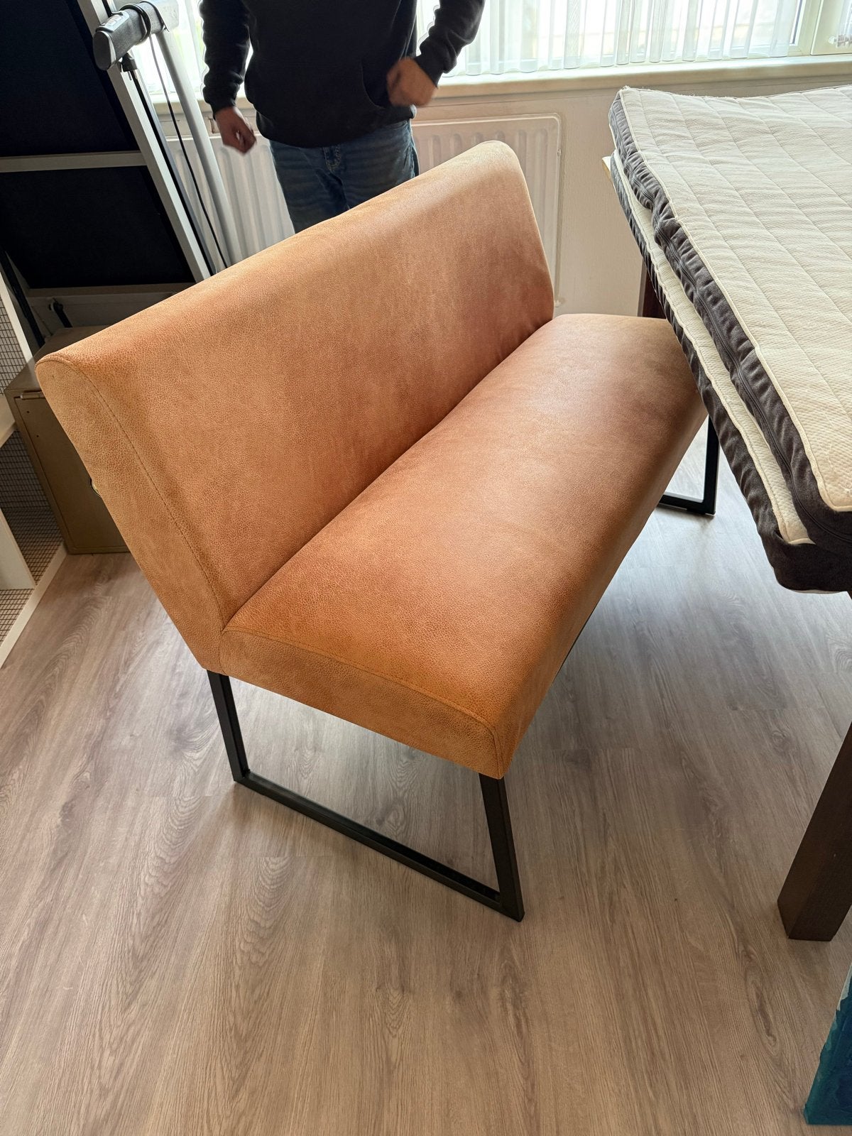 Comfortabele eetkamerbank in oud roze / cognac kleur, Ophalen, Gebruikt, Minder dan 75 cm, Tweepersoons