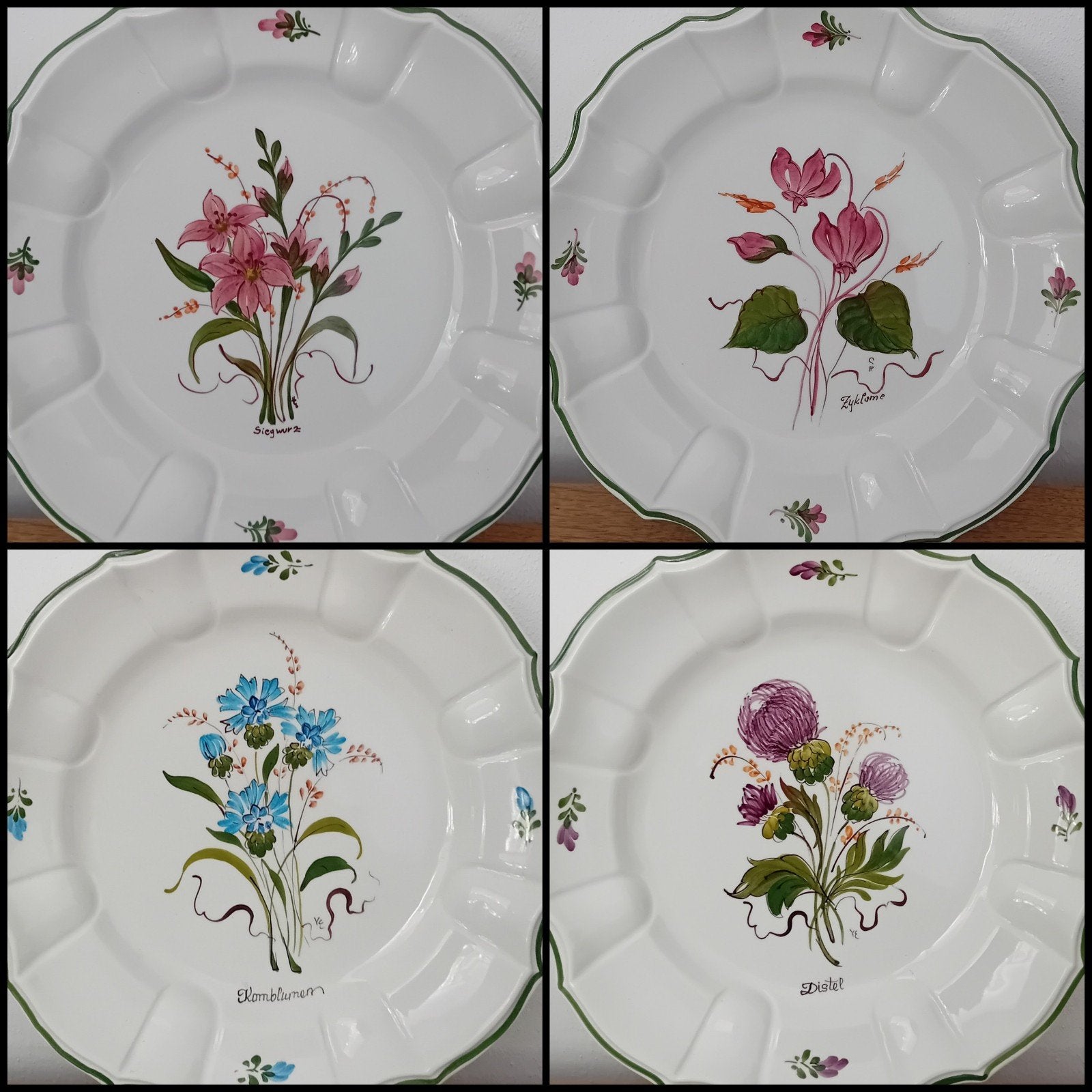 Set van 4 Handgeschilderde Wandborden - Tirolkeramik, Ophalen of Verzenden
