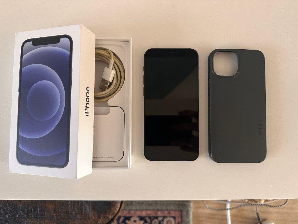 iPhone 12 mini 64GB–krasvrij + accessoires & Nudient hoesje, IPhone 12 Mini, Zwart, Refurbished, Ophalen of Verzenden