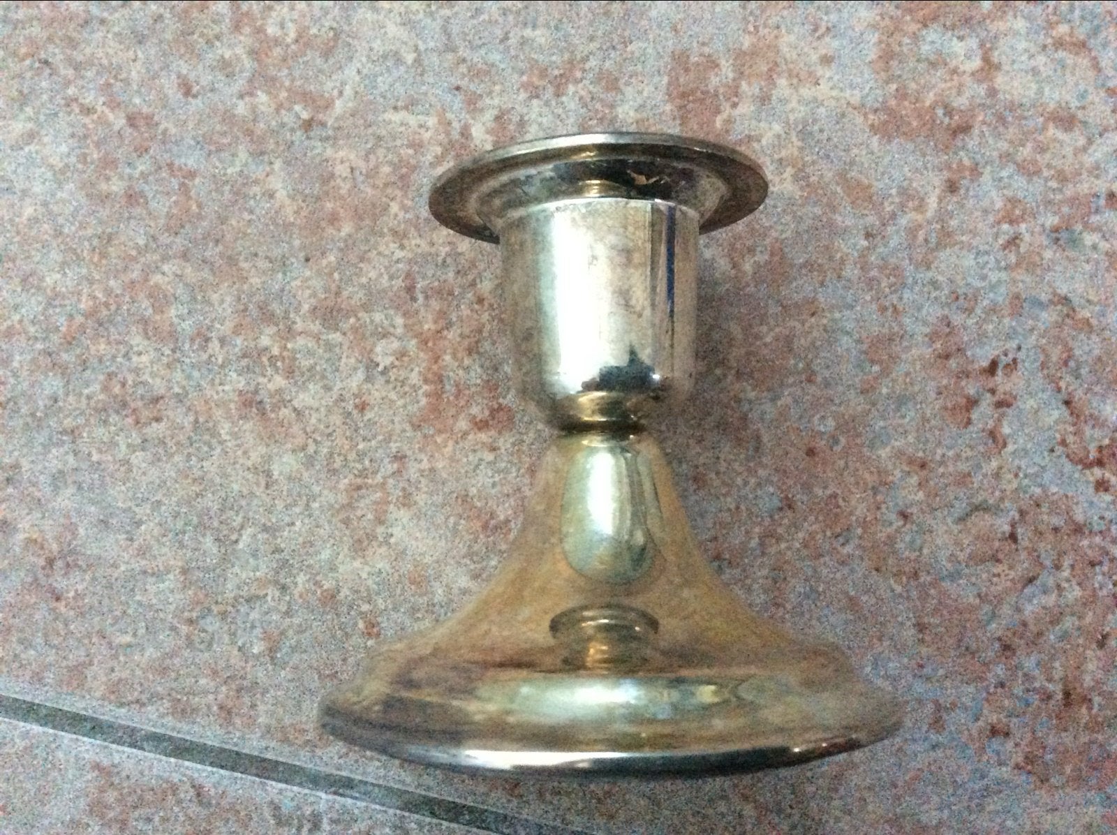 Zilveren kandelaar met glazen randje (moet gepoetst), Ophalen of Verzenden, Zilver