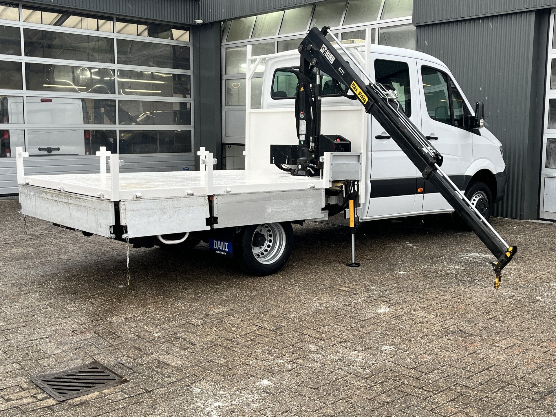 Mercedes-Benz Sprinter 513 cdi 130pk DC Laadkraan Hiab 017T, Stof, Gebruikt, 4 cilinders, Wit