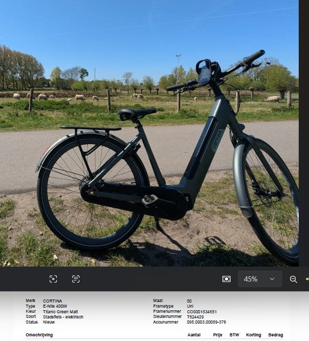 Cortina e-Nite (Gestolen), Fietsen en Brommers, Elektrische fietsen, 47 tot 51 cm, Ophalen, Zo goed als nieuw, Cortina