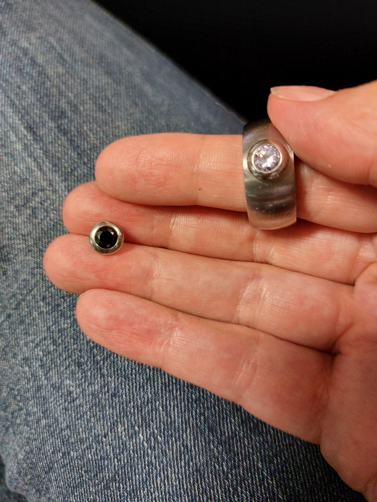 Melano ring met verwisselbare zetting (zilverkleurig), 18 tot 19, Gebruikt, IJzer of Staal, Ophalen of Verzenden