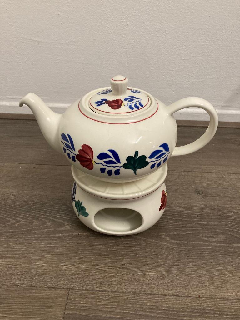 Boerenbont Theepot met Theelichtje, Huis en Inrichting, Overige typen, Ophalen of Verzenden, Zo goed als nieuw, Aardewerk