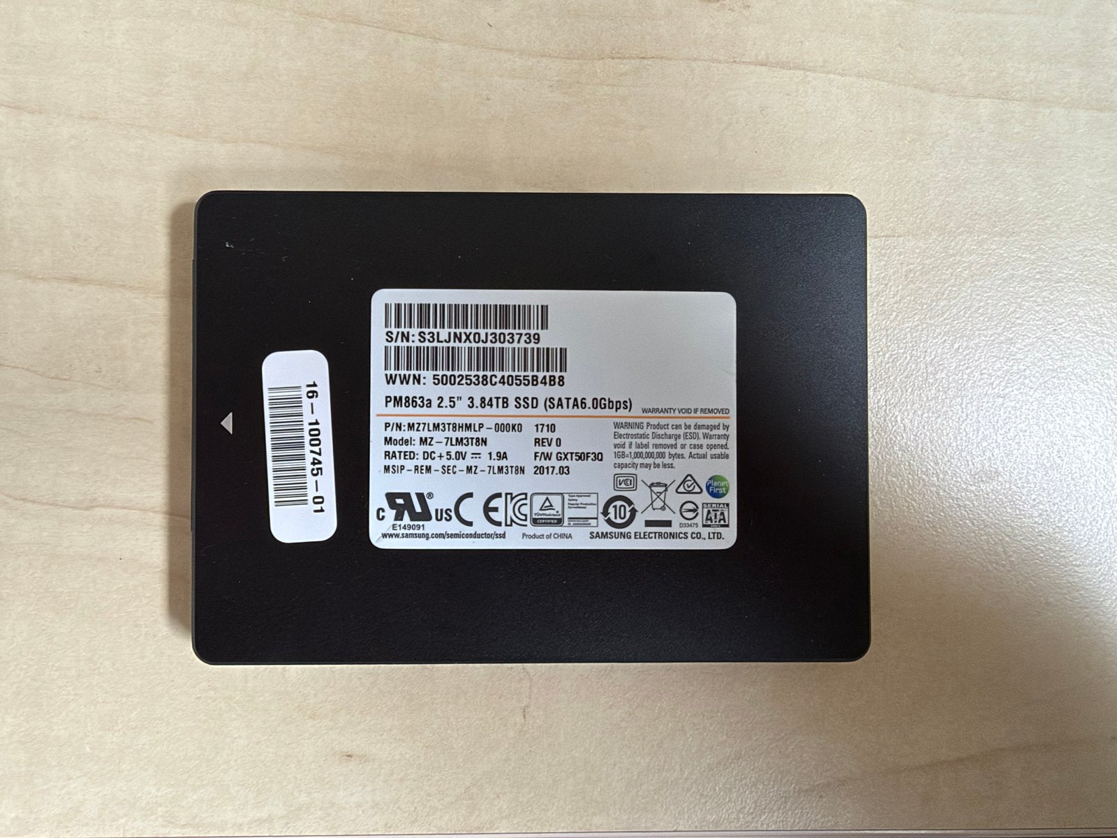 Samsung PM863a 3.84TB SSD - Snelle en Betrouwbare Opslag, Intern, Ophalen of Verzenden, Zo goed als nieuw, 3,84tb