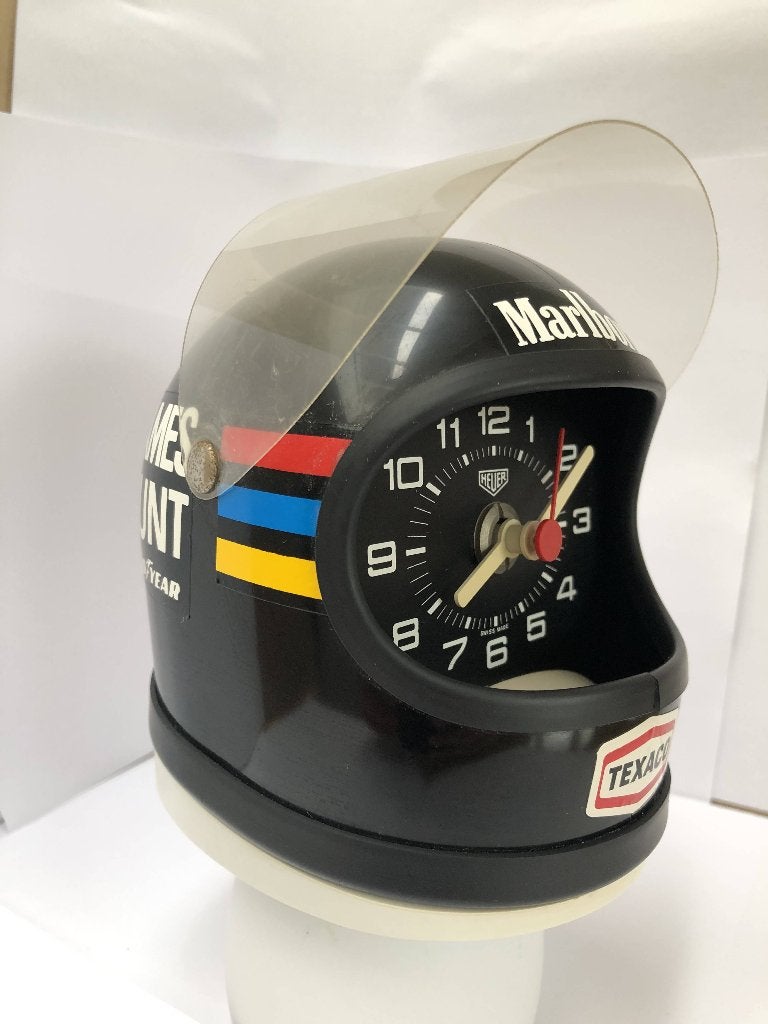 Formula 1 bureauklok Heuer James Hunt helm, Ophalen, Zo goed als nieuw, Formule 1