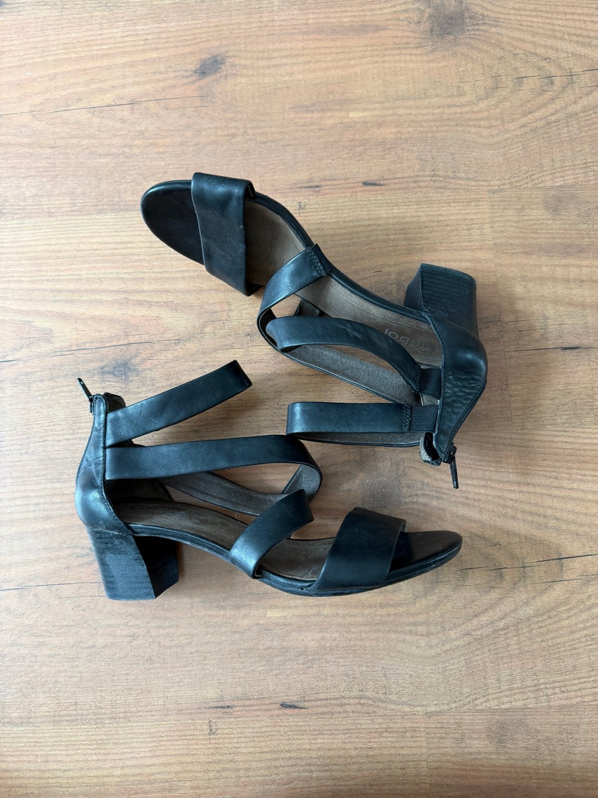Gabor zwarte sandalen met hak - Maat 38.5, Ophalen of Verzenden, Zo goed als nieuw, Zwart, Sandalen of Muiltjes