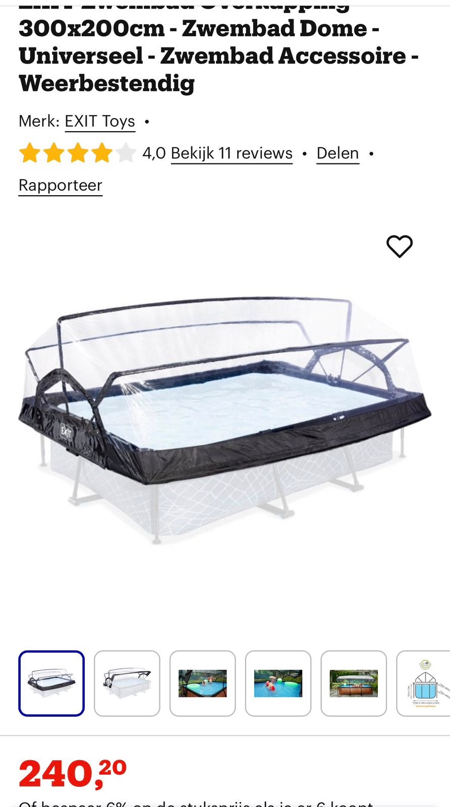 Exit zwembadoverkapping 3x2 meter, Tuin en Terras, Zwembad-toebehoren, Ophalen, Zo goed als nieuw