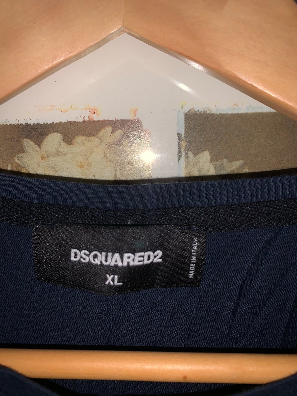Dsquared2 T-shirt - Donkerblauw met DSQ Brothers print, Ophalen of Verzenden, Gedragen, Maat 56/58 (XL), Blauw