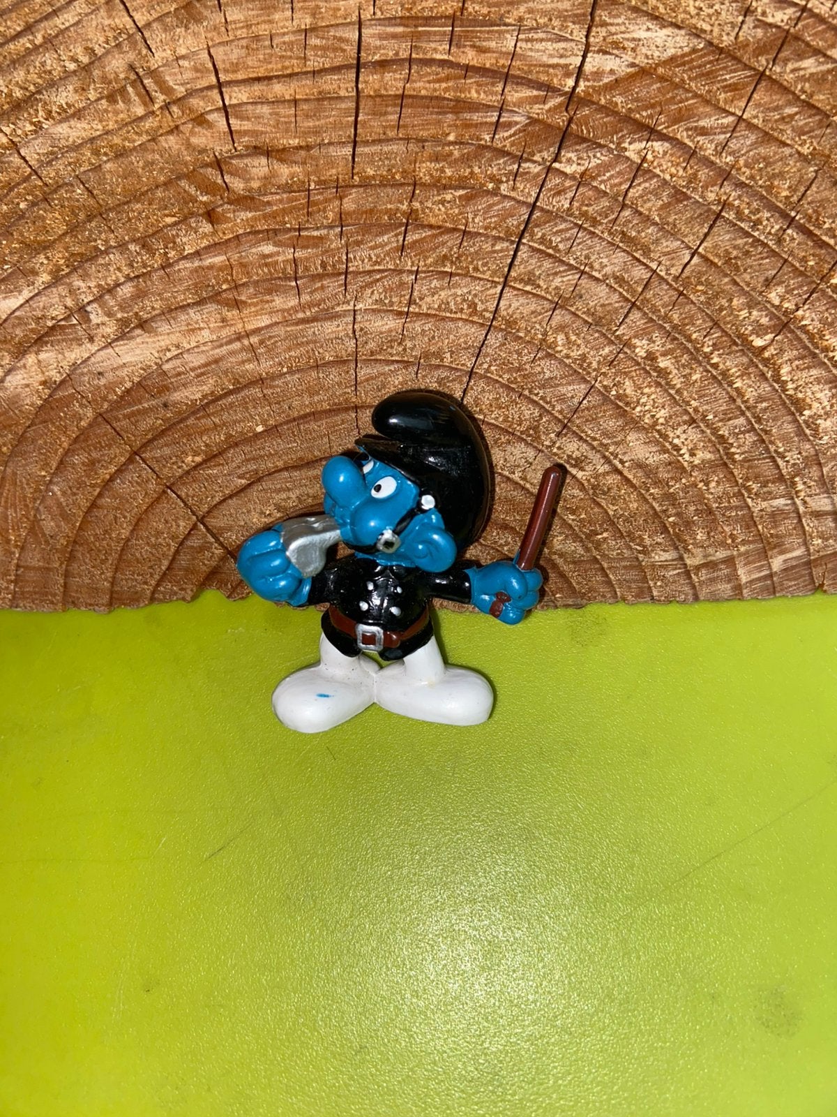 Smurfen politie smurf zwart, Verzamelen, Ophalen of Verzenden, Gebruikt
