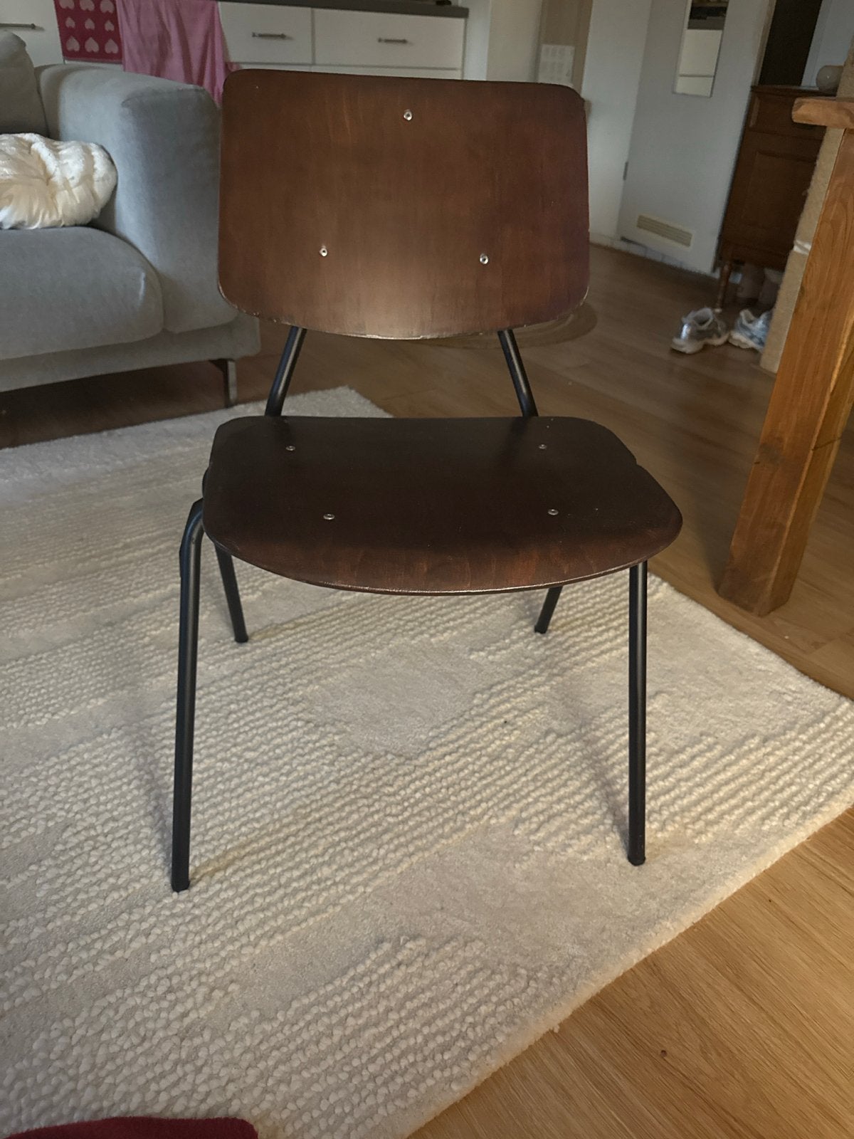 Vier upcycled schoolstoelen, Ophalen, Gebruikt, Bruin, Vier