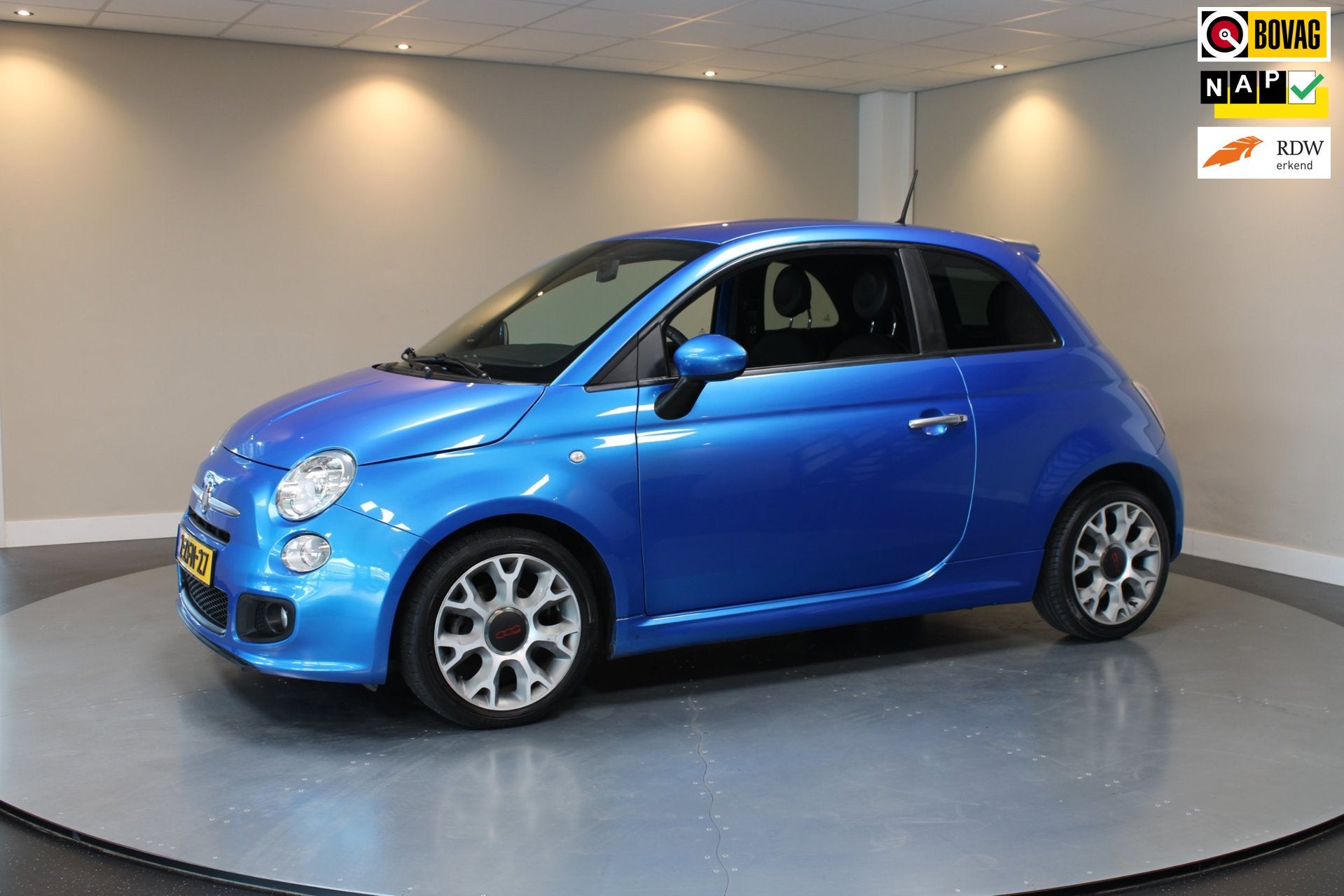 Fiat 500 0.9 TwinAir Turbo 500S *Azzurro Italia* Leer|Inters, Auto's, Voorwielaandrijving, Gebruikt, Parkeersensor, 905 kg