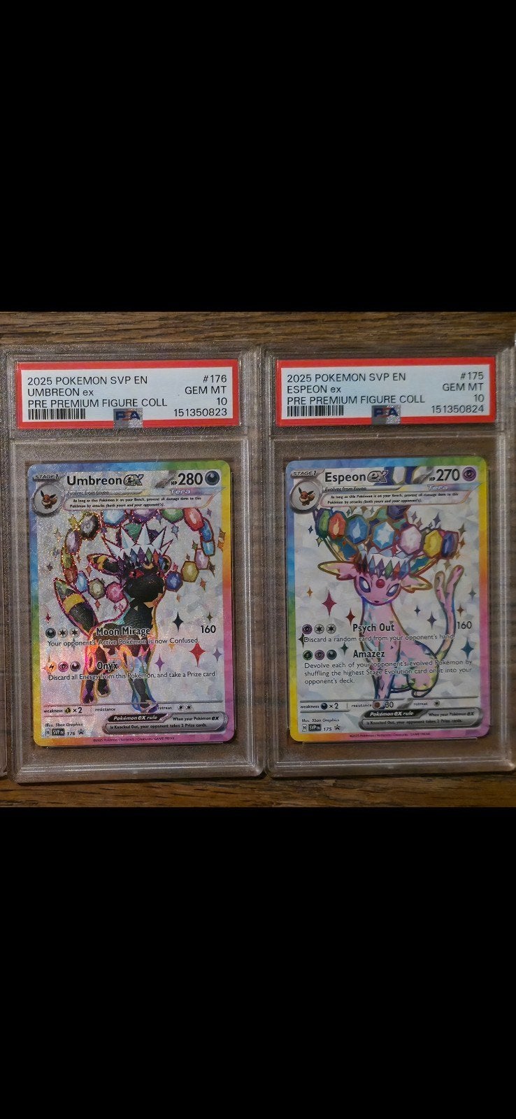 Umbreon ex & Espeon ex Pokémon Kaarten PSA 10 Gem Mint, Ophalen of Verzenden, Nieuw, Meerdere kaarten