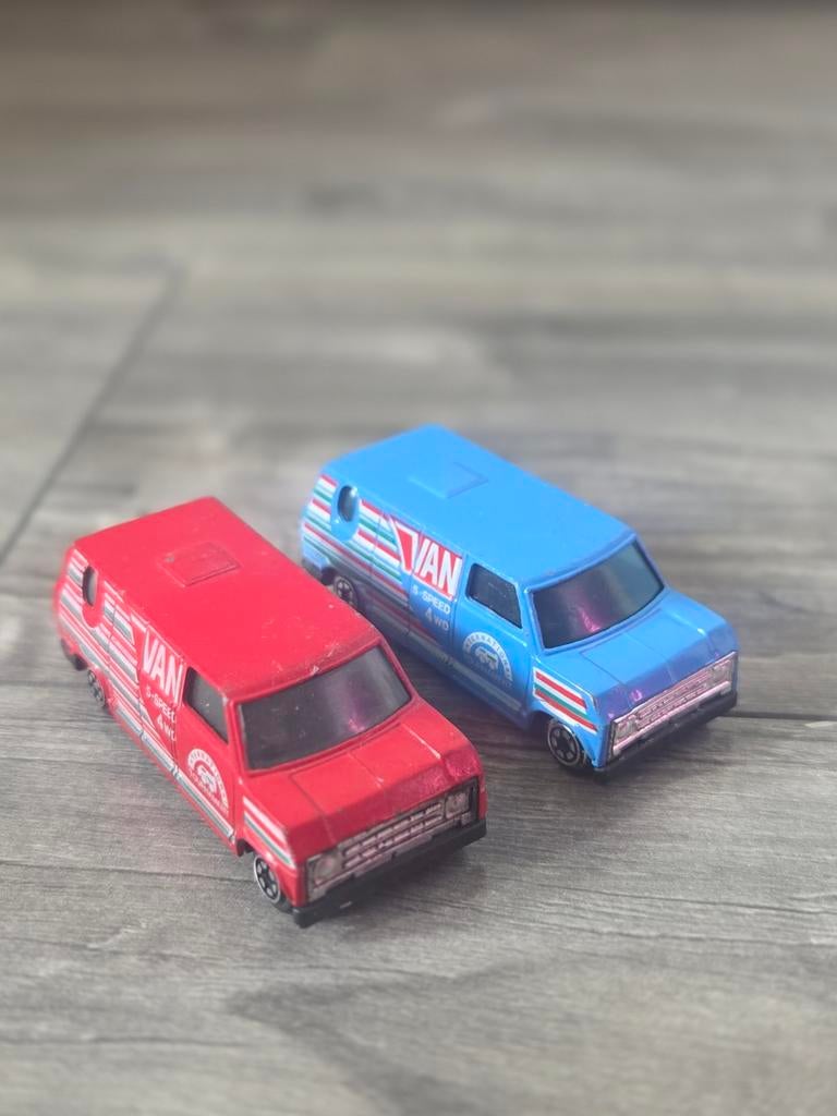 Vintage Yatming Ford Econoline E-150 Van - Rood & Blauw, Overige merken, Gebruikt, Auto, Groter dan 1:32