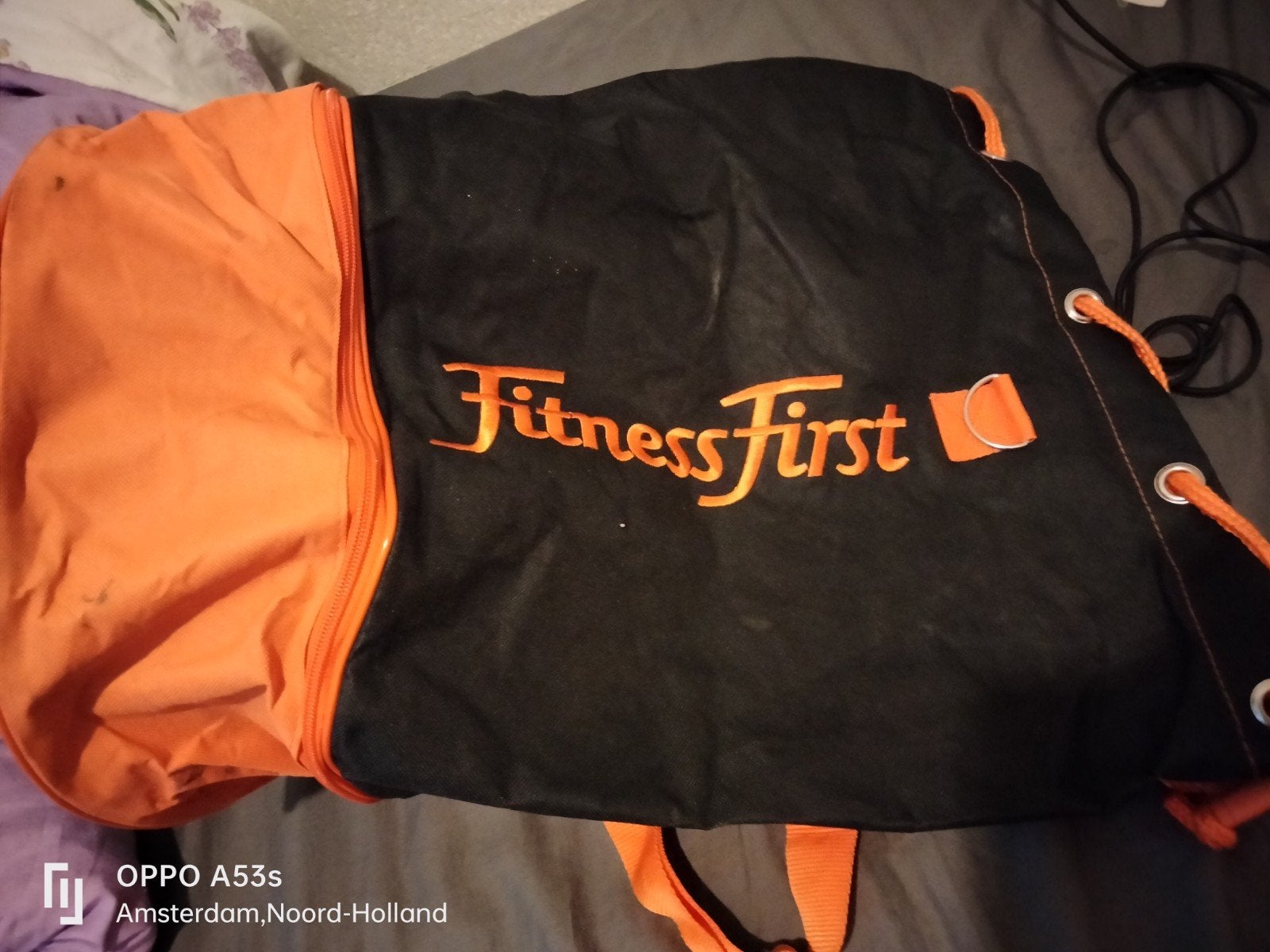 Fitness First sporttas / gymtas zwart oranje, Ophalen of Verzenden, Gebruikt, Unisex volwassen