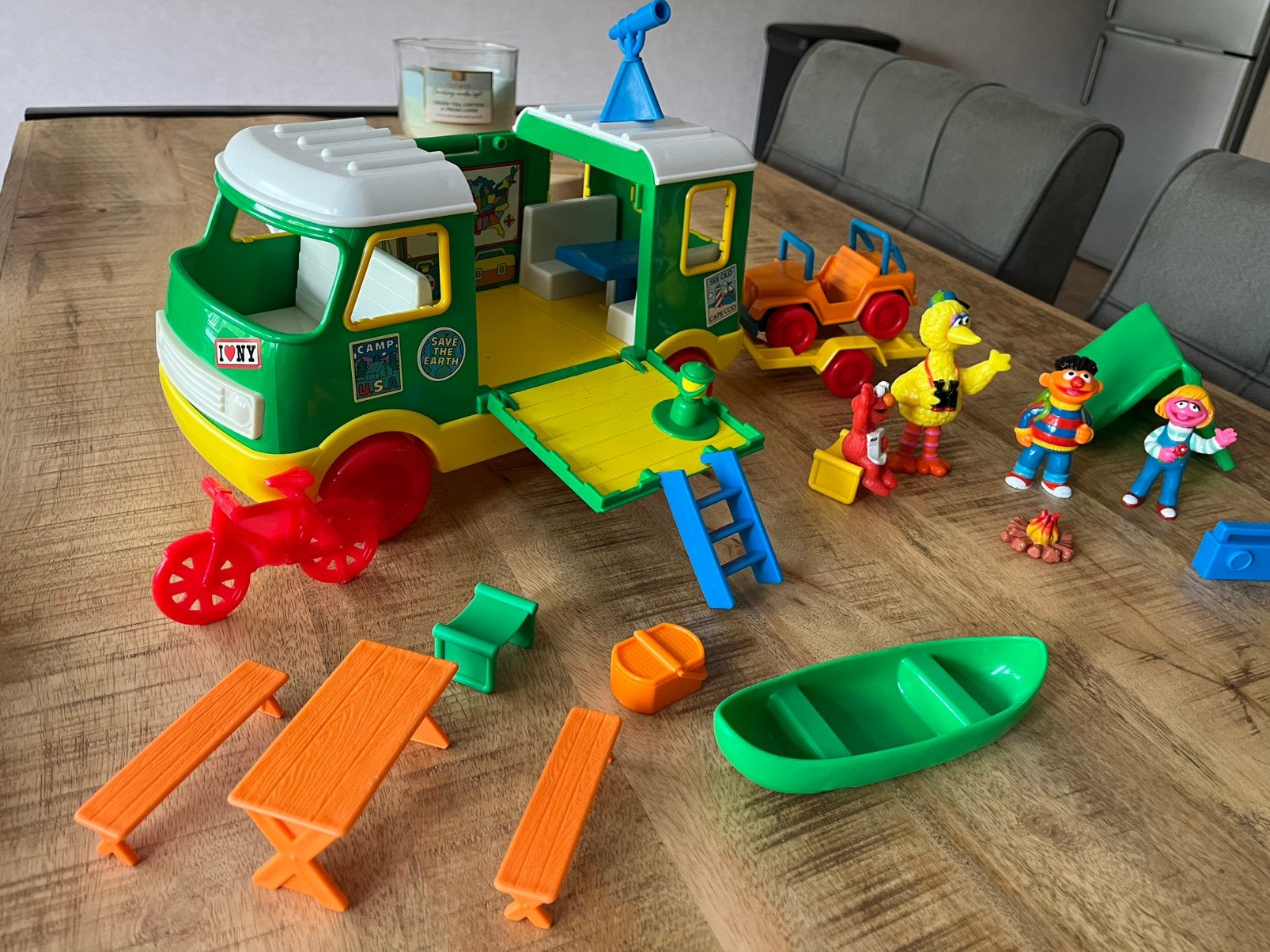 | Vintage Sesamstraat Camper | Incl. Accessoires |, Ophalen of Verzenden, Gebruikt
