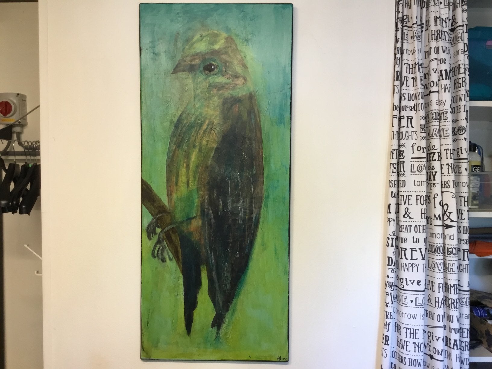 GEELGORS geschilderd op paneel 115x50, ophalen, Ophalen of Verzenden, Minder dan 50 cm, Schilderij