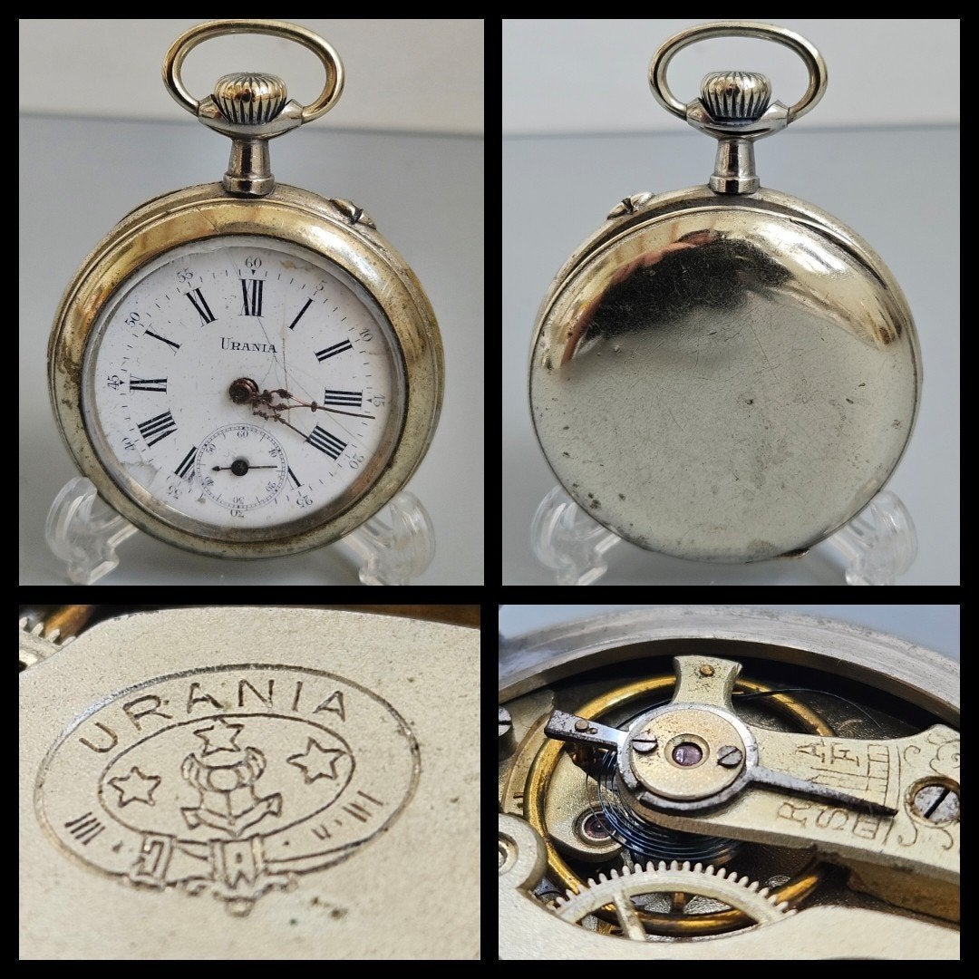 Antiek Urania zakhorloge met kroonopwinding, Ophalen of Verzenden