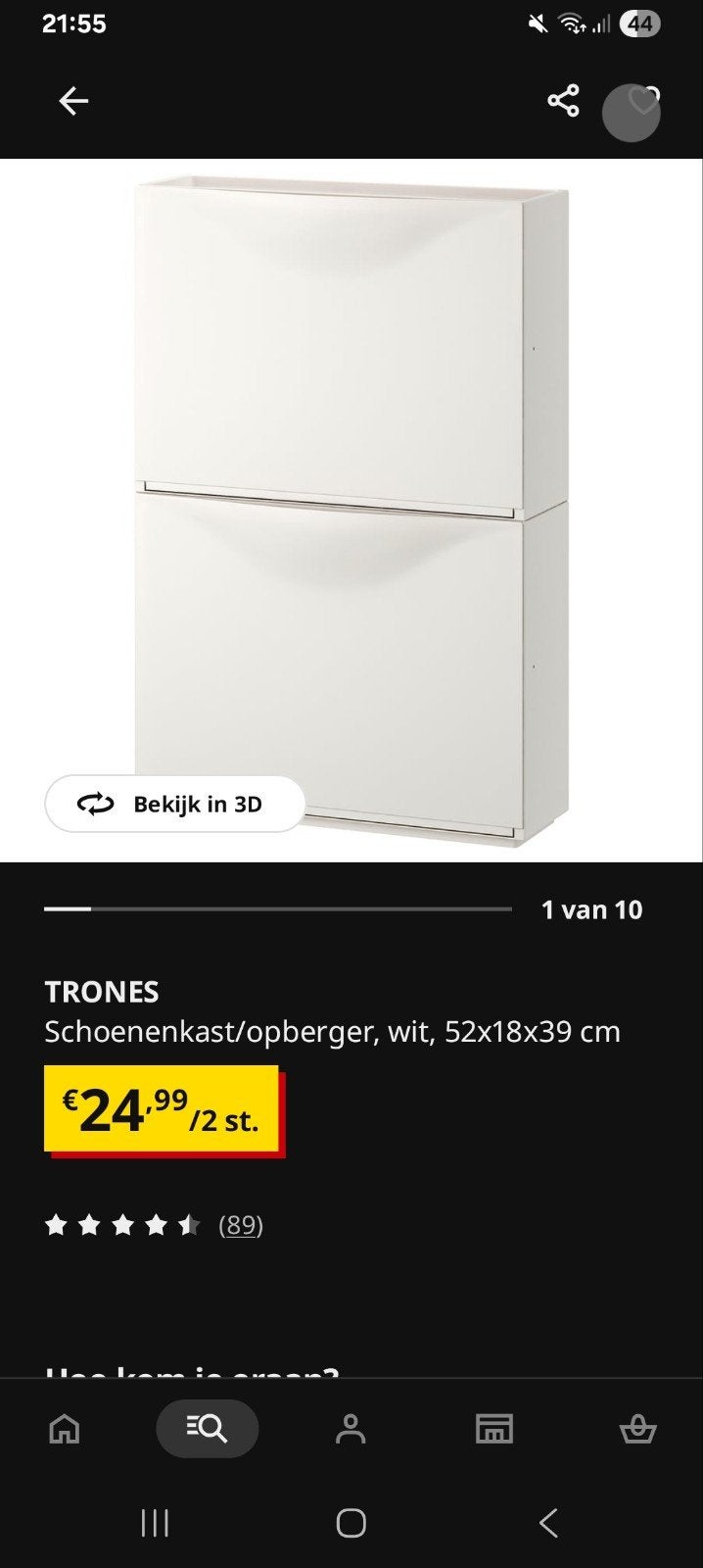 IKEA TRONES Schoenenkast/Opberger - Wit (8 stuks), Ophalen, Gebruikt, Modern, minimalistisch