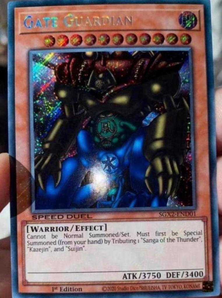 Yu-Gi-Oh! Gate Guardian SGX2 1st Edition Mint !, Ophalen of Verzenden, Zo goed als nieuw, Losse kaart, Foil
