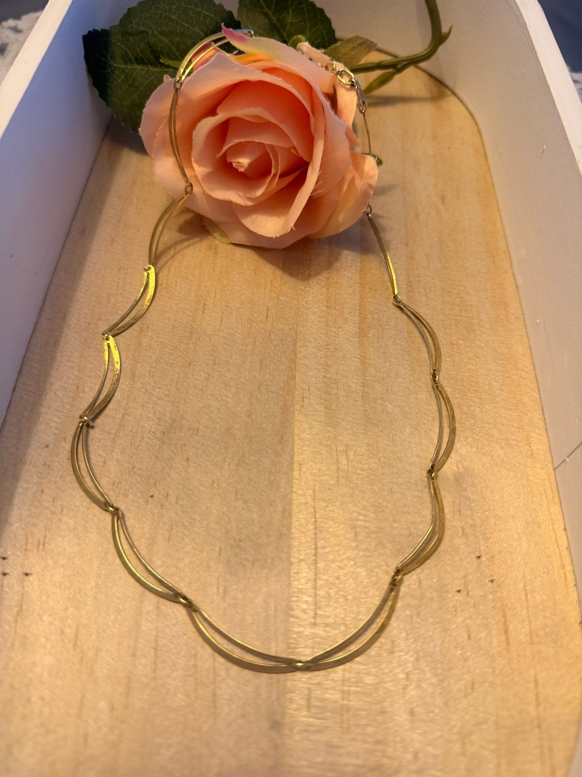 Vintage Amerik. Doublé Vergulde Ketting - Art Deco Stijl, Overige materialen, Ophalen of Verzenden, Goud, Verstelbaar