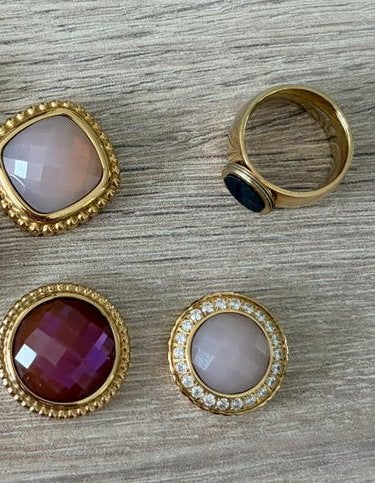 Gouden Melano Kosmic ring + 3 stenen, Ophalen of Verzenden, Dame, Goud, Goud