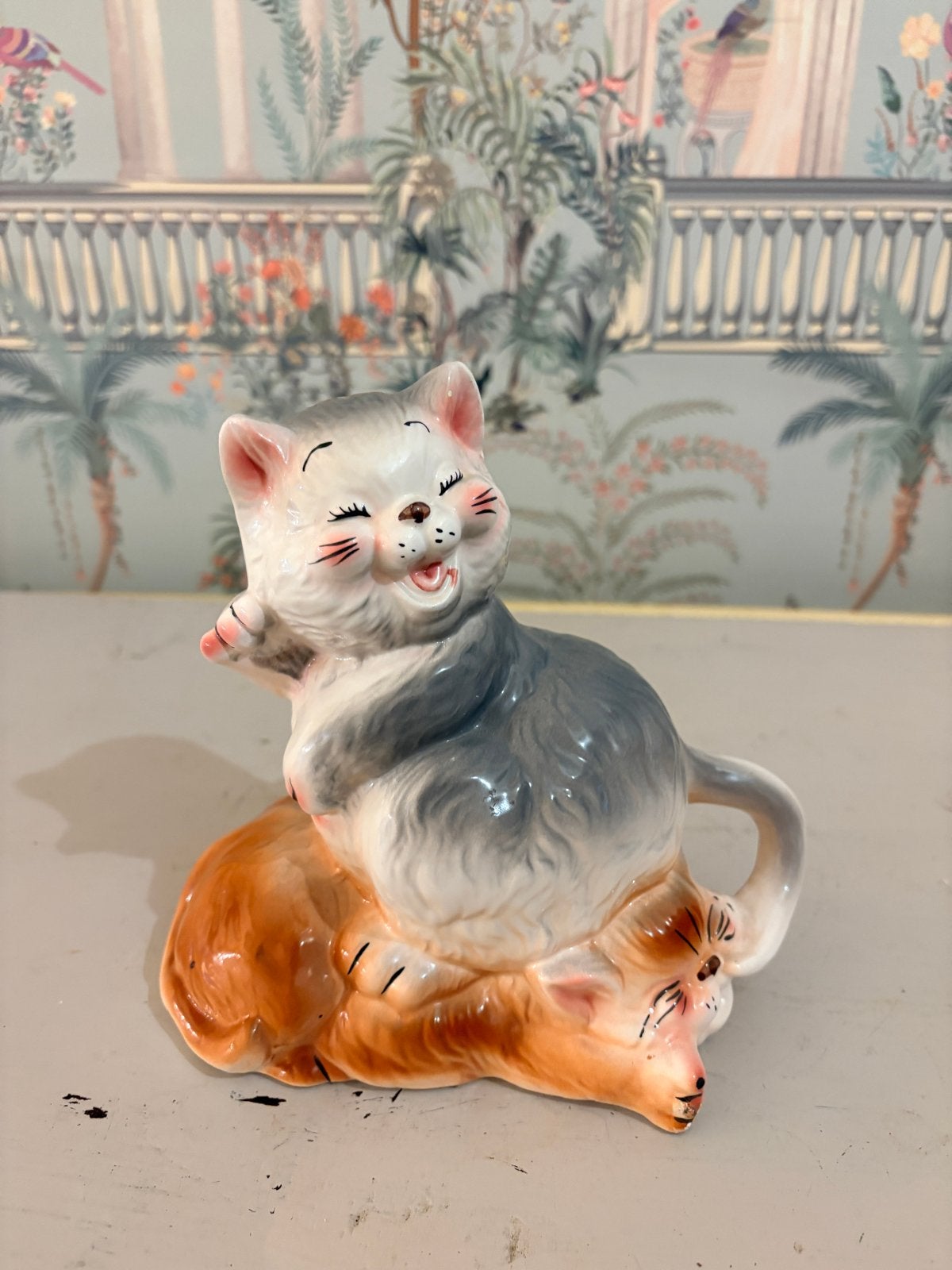 Vintage Kitsch Keramieken Poezen Spaarpot – SYC – Jaren '70/, Ophalen of Verzenden, Gebruikt, Steen, Aardewerk of Keramiek, Dier
