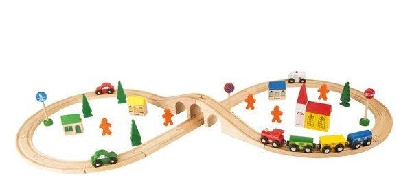 Houten trein baan Small foot, Ophalen of Verzenden, Nieuw, Duw- of Trekspeelgoed