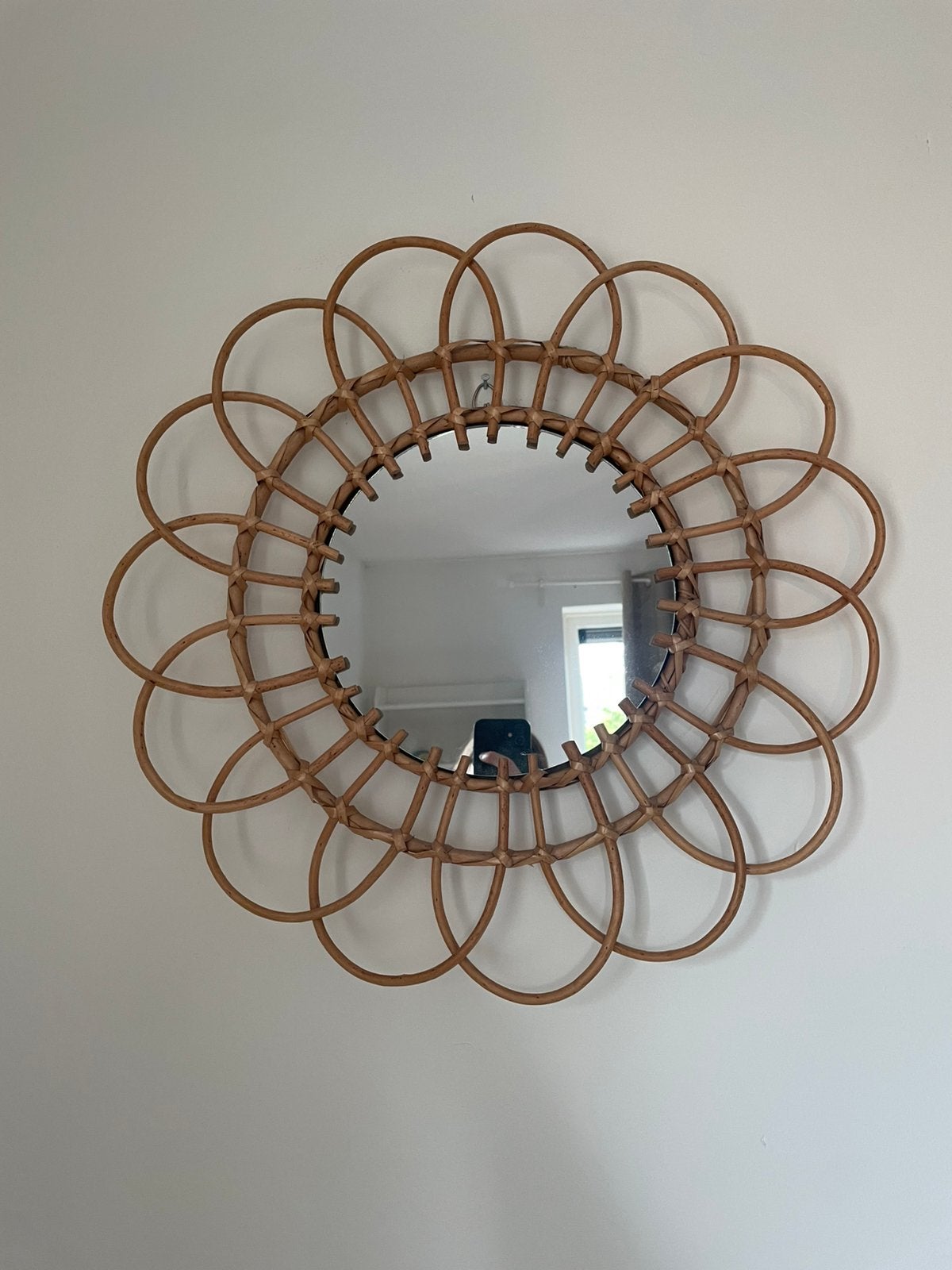 Rotan spiegel, Ophalen, Vierkant, Zo goed als nieuw, Minder dan 100 cm