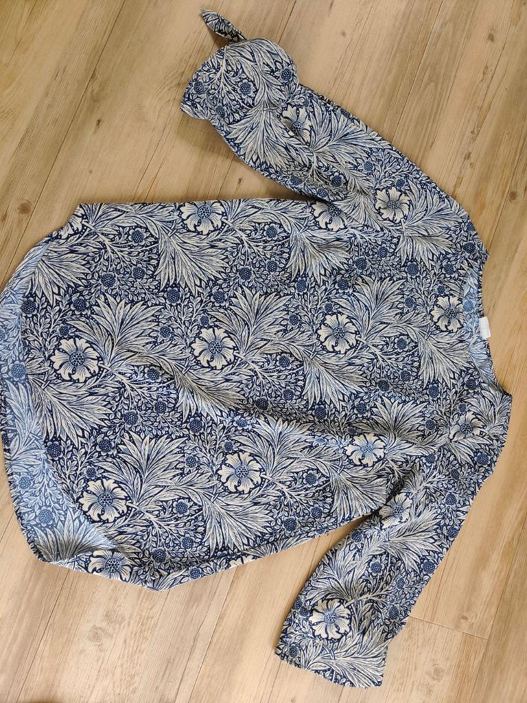Zomers blauw H&M Morris & Co shirt XL bloemen, H&M, Blauw, Maat 46/48 (XL) of groter, Ophalen of Verzenden