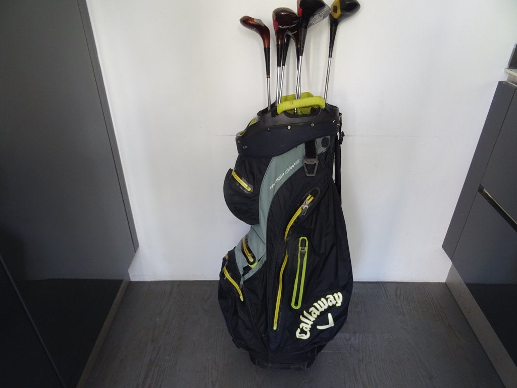 CALLAWAY GOLFTAS MET 7 DRIVERS (KOP VAN TROPISCH HARDHOUT, Ophalen of Verzenden, Gebruikt, Set, Callaway