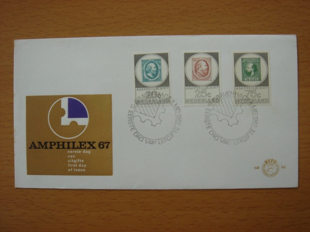 NVPH E85 1e Dag-enveloppe Amphilex '67 1967, Ophalen of Verzenden, Onbeschreven, Nederland