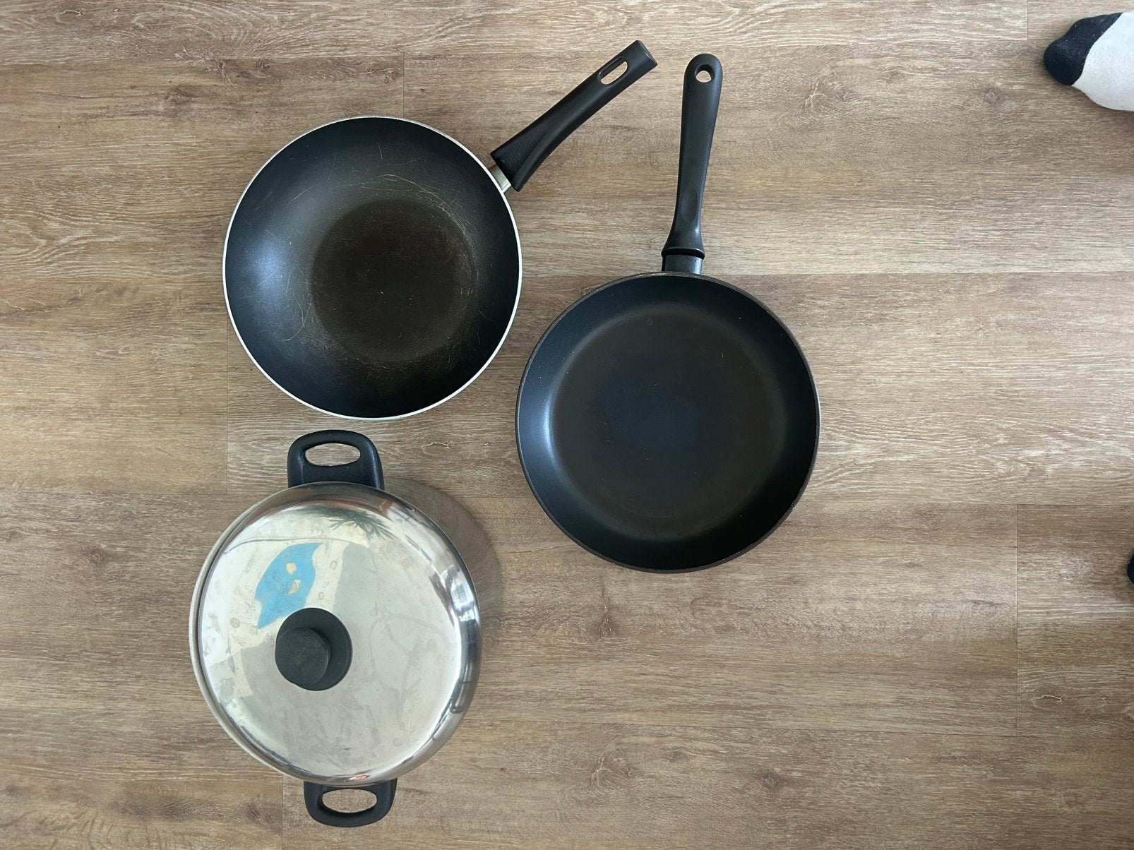 Pannenset: Wokpan, Koekenpan en Kookpan, Huis en Inrichting, Keuken | Potten en Pannen, Ophalen of Verzenden, Zo goed als nieuw