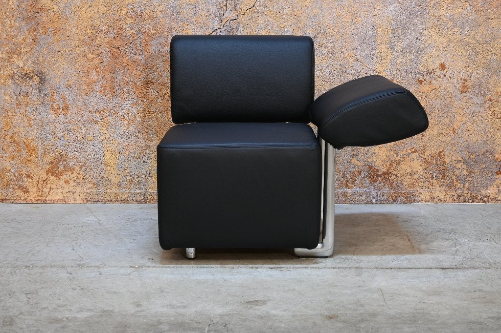 NIEUW beklede zwarte leren COR Clou design fauteuil, Leolux Gelderland Harvink Rolf Benz Jori Design on Stock Montis, 75 tot 100 cm
