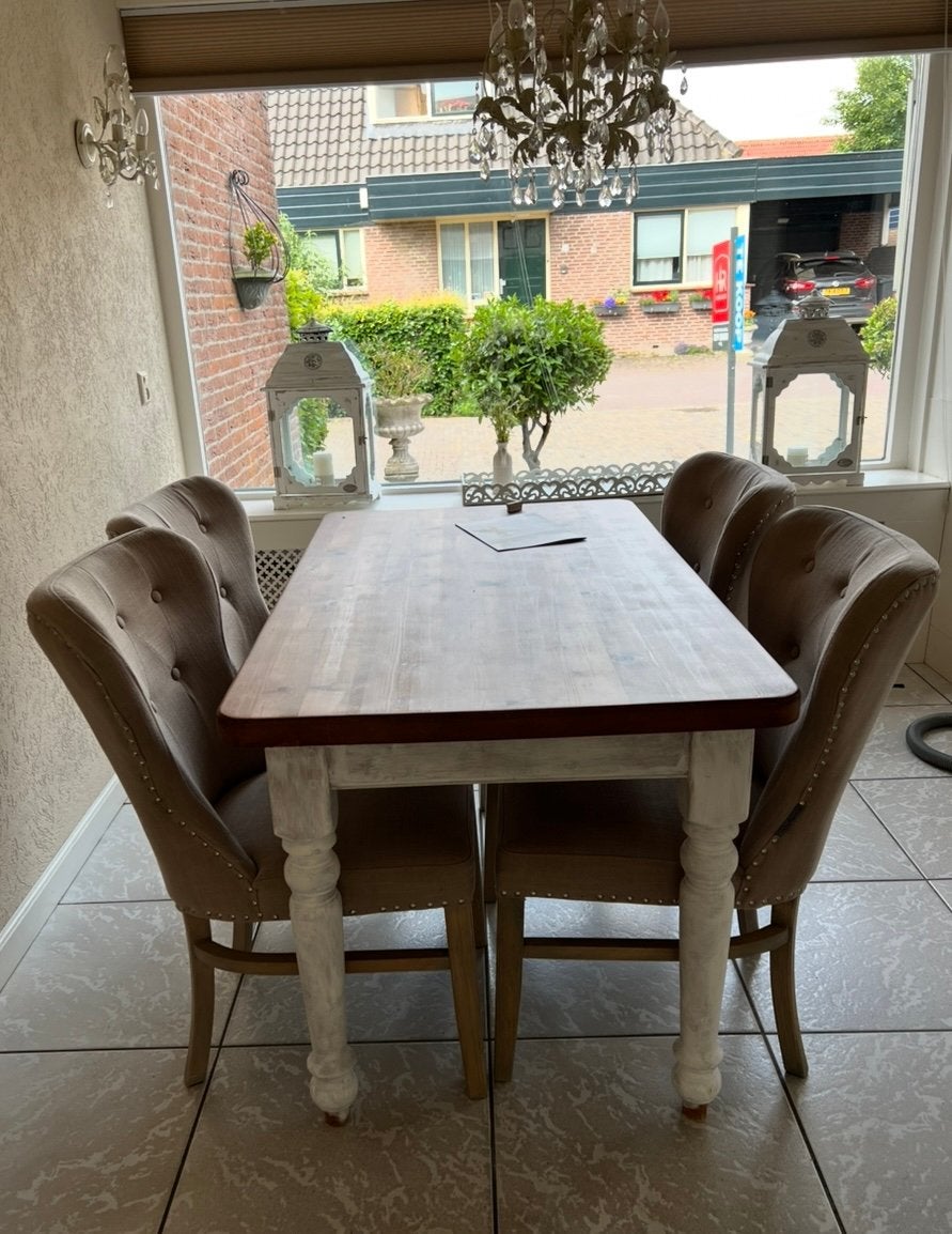 4 landelijke beige richmond stoelen, Tuin en Terras, Tuinsets en Loungesets, Ophalen, Zo goed als nieuw, 2 zitplaatsen