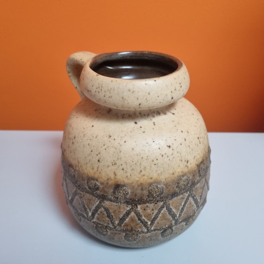 retro vintage keramiek vaas VEB Haldensleben Germany 70s, Zo goed als nieuw, Steen/keramiek, Meerkleurig, Met patroon/structuur