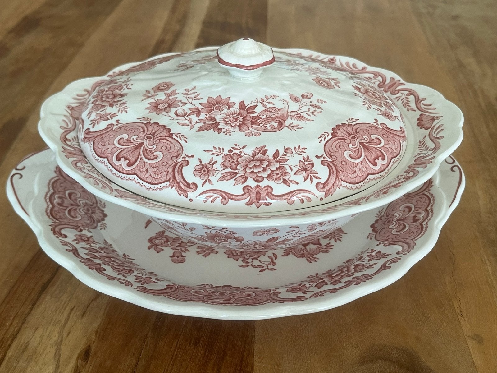 Ridgway "Windsor" Roze Transferware Terrine & Schaal, Antiek en Kunst, Antiek | Servies los, Ophalen of Verzenden