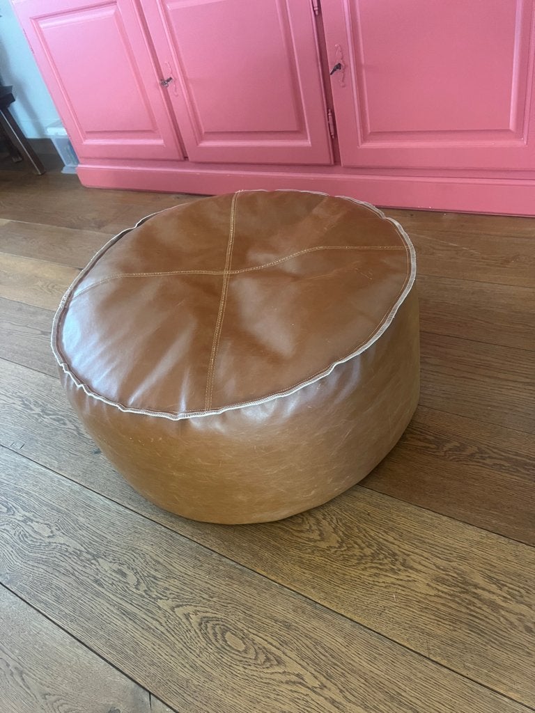 Poef van het merk Lebel, Ophalen, Leer, Zo goed als nieuw, 50 tot 75 cm