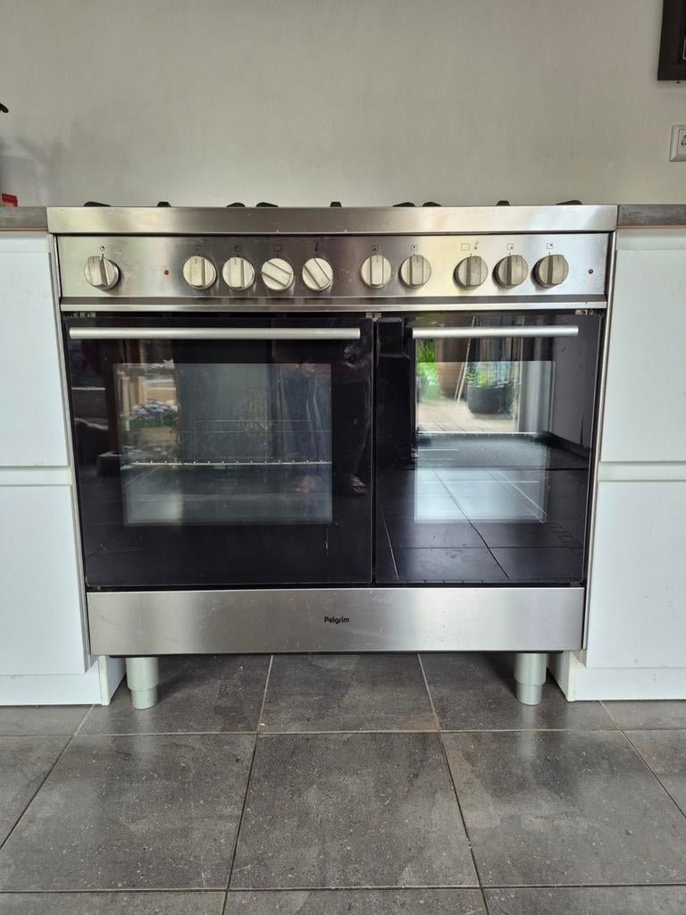 Pelgrim 6 pits gasfornuis met dubbele Elektrische Oven, Ophalen, Gebruikt, 60 cm of meer, Gas