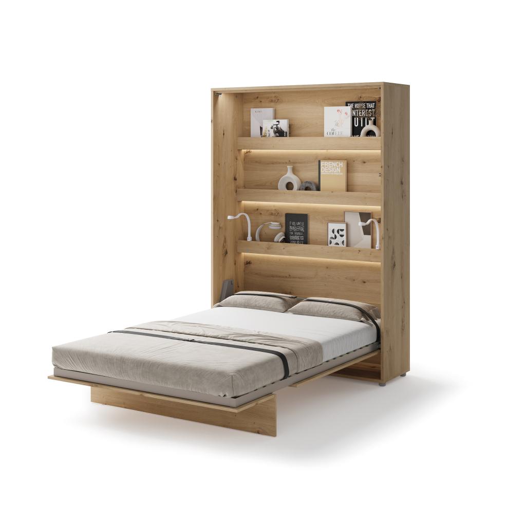 Concept opklapbed verticaal - 140x200 - Eikenkleur, Niet ingevuld, Niet ingevuld, Niet ingevuld