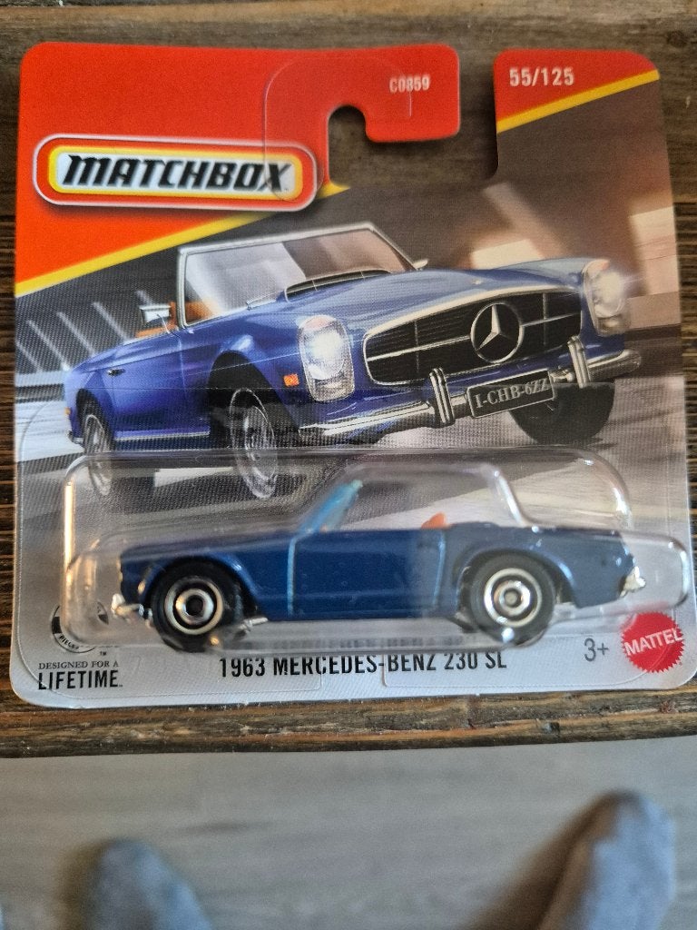 matchbox 1963 mercedes-benz 230 sl blauw, Ophalen of Verzenden, Nieuw, Auto