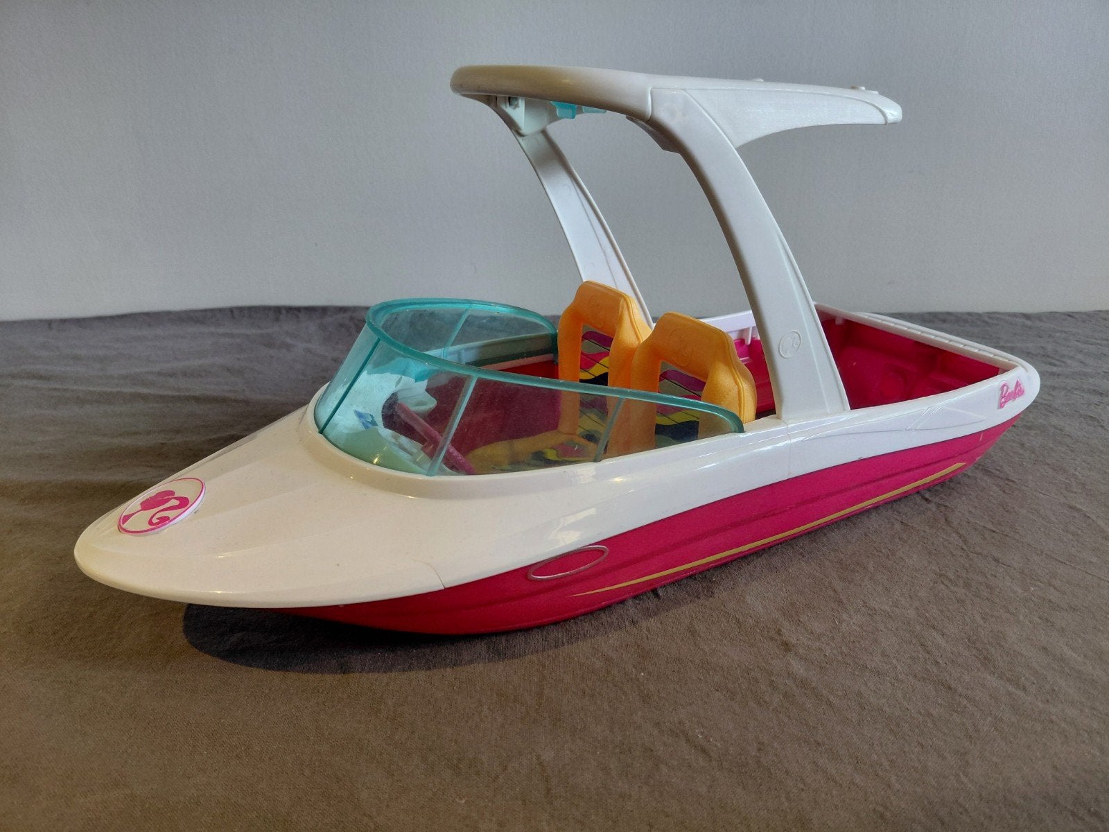 Barbie speedboot, Ophalen, Zo goed als nieuw, Toebehoren