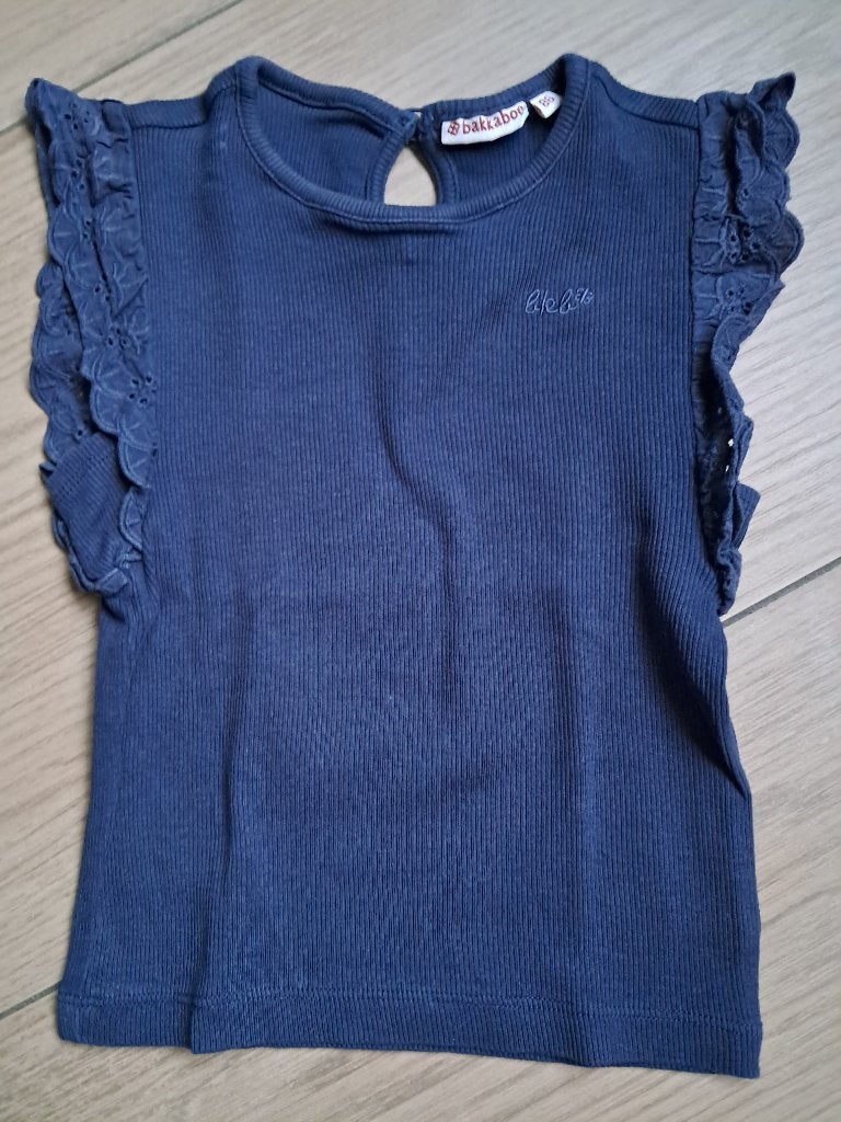 K300 Donkerblauw shirtje Bakkaboe maat 86, Gebruikt, Meisje, Ophalen of Verzenden, Bakkaboe