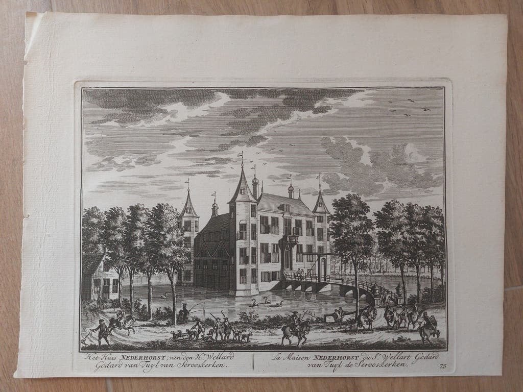 75 Huis Nederhorst van H. Wellard Godard van Tuyl, Antiek en Kunst, Stadsgezicht, Blanco verso, Ophalen of Verzenden, Gravure