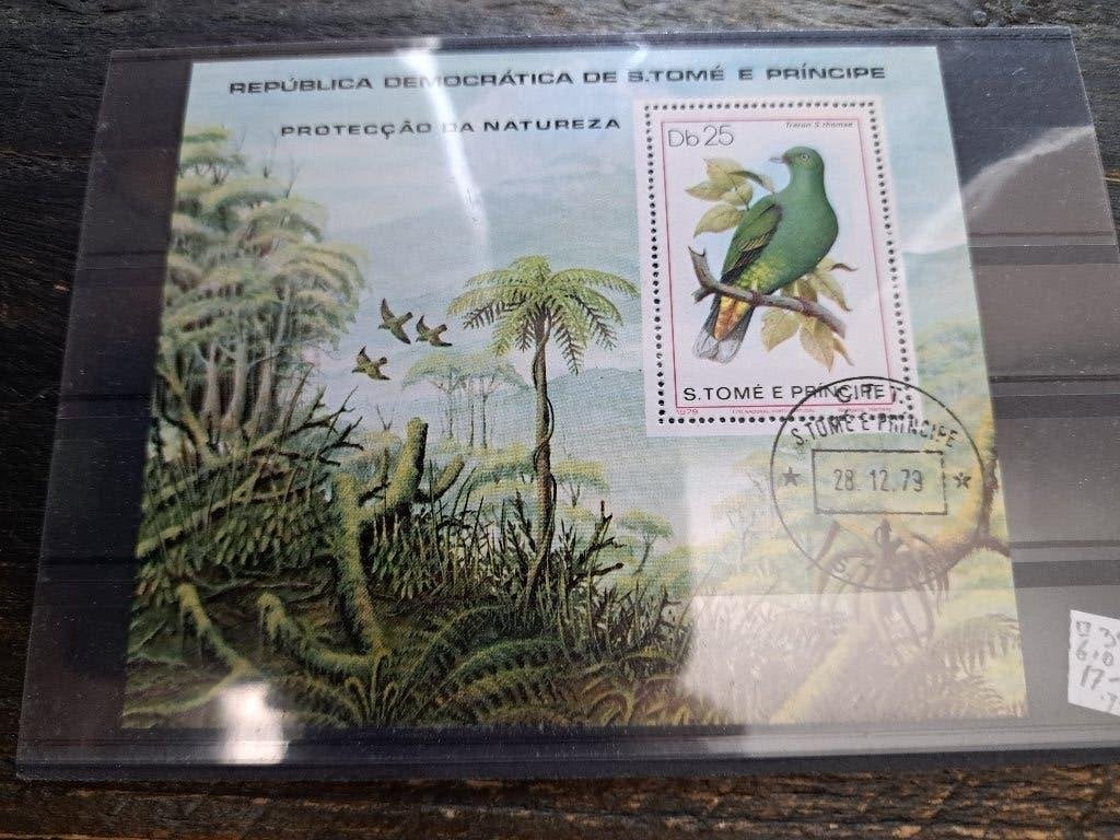 blokje S'Tomé E Principe 1979 vogel gestempeld zie foto, Ophalen of Verzenden, Gestempeld, Dier of Natuur