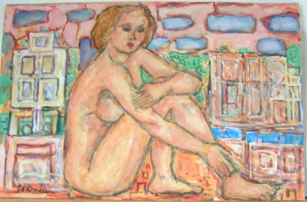 H.Bekman De Nieuwe Haagse School een naakt pose(sepia krijt), Antiek en Kunst, Kunst | Tekeningen en Foto's, Verzenden