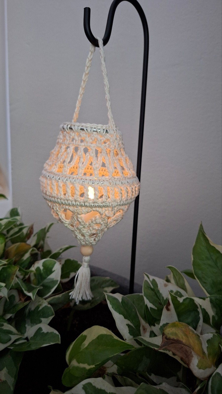 Gehaakt lampionnetje met herdershaak, Ophalen of Verzenden, Nieuw, Haken, Overige typen