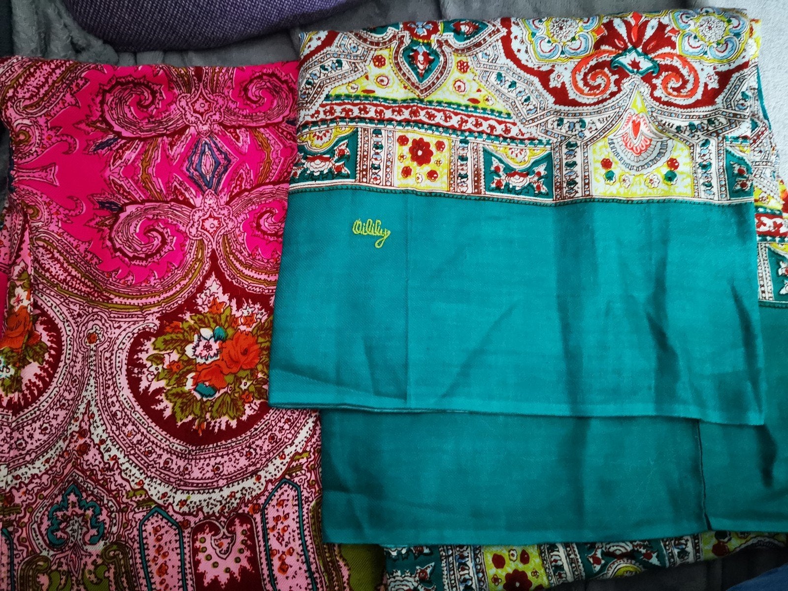 2x vintage Olily sjaals zgst samen in een koop, Ophalen of Verzenden